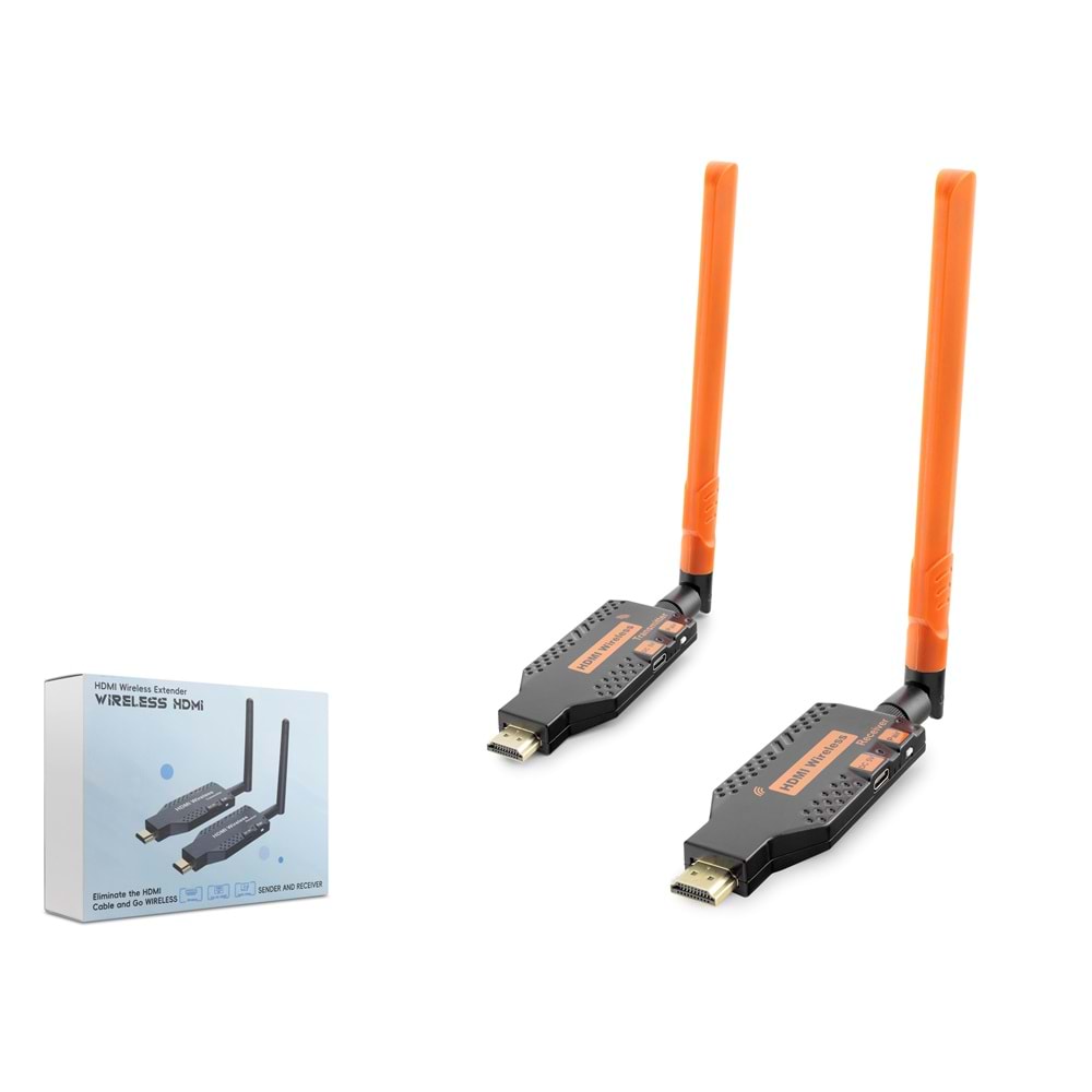 HADRON HDX1382 HDMI Kablosuz Görüntü ve Ses Aktarım Seti 1080P 150m - Siyah
