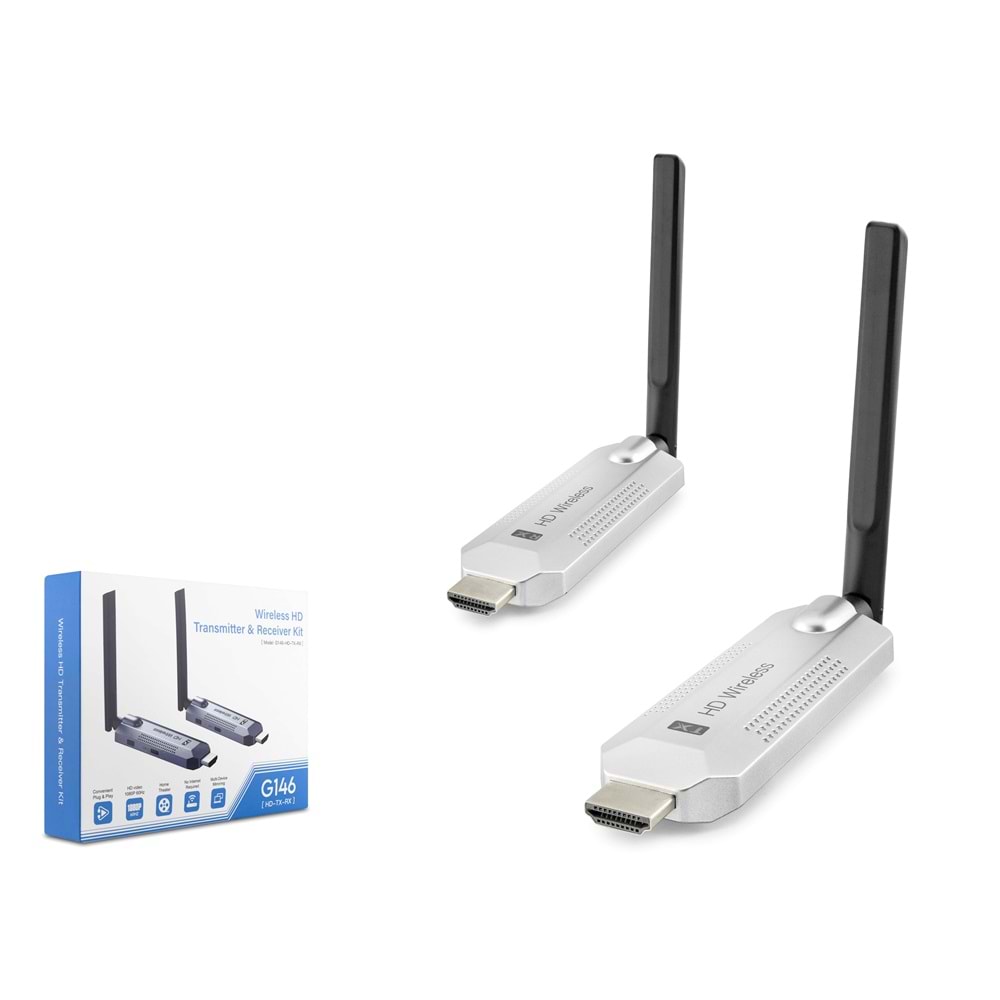 HADRON HDX1386 HDMI Kablosuz Görüntü ve Ses Aktarım Seti 1080P 100m - Gümüş