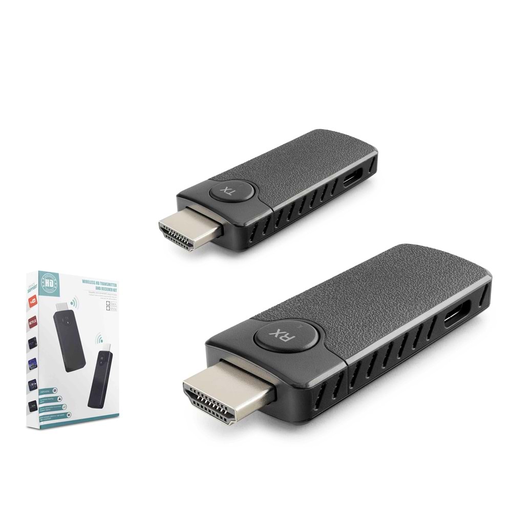 HADRON HDX1387 HDMI Kablosuz Görüntü ve Ses Aktarım Seti 1080P 50m - Siyah