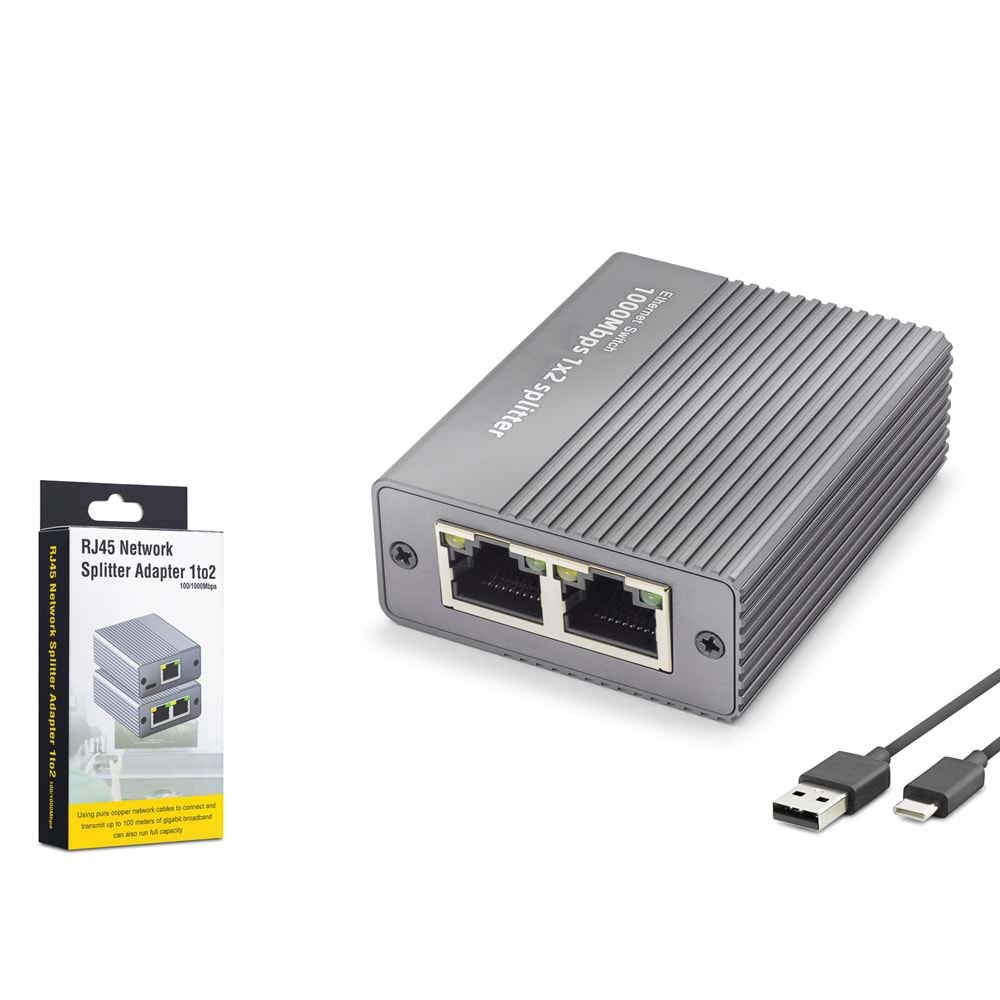 HADRON HDX1412 Gigabit Ethernet Switch 3 Port Type-C Güç Girişli - Siyah
