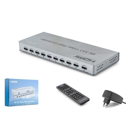 HADRON HDX1434 HDMI Video Wall Controller 4K 3x3 9 Kanal Görüntü Birleştirici Gri