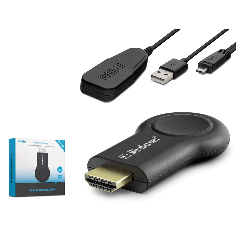 Hadron HDX2351 HDMI Kablosuz Görüntü Aktarıcı Android / iOS / Windows / macOS Uyumlu Siyah