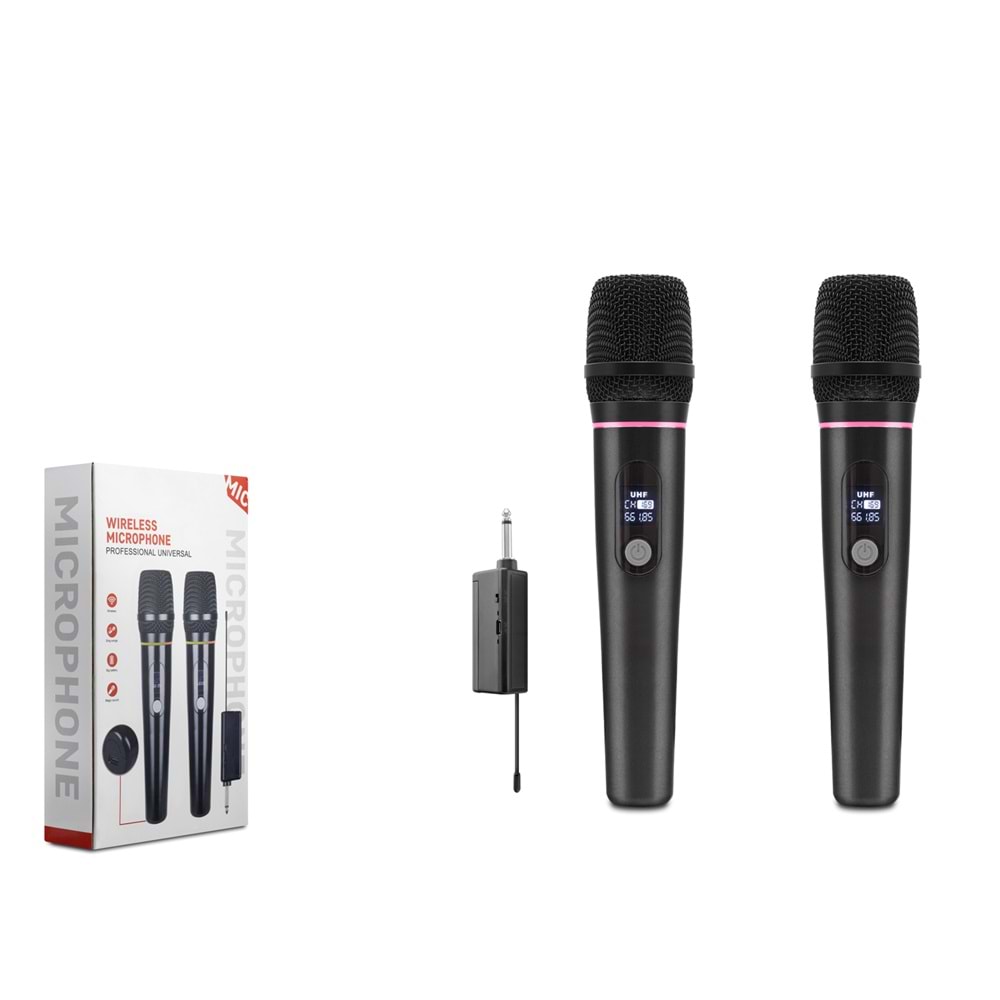 HADRON HDX2791 Profesyonel Kablosuz UHF Çift Mikrofonlu Set 6.35 mm - Siyah