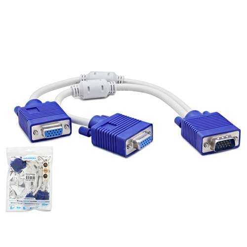 Hadron HDX7753 VGA Çoğaltıcı Kablo 2x VGA Dişi 30 cm Beyaz