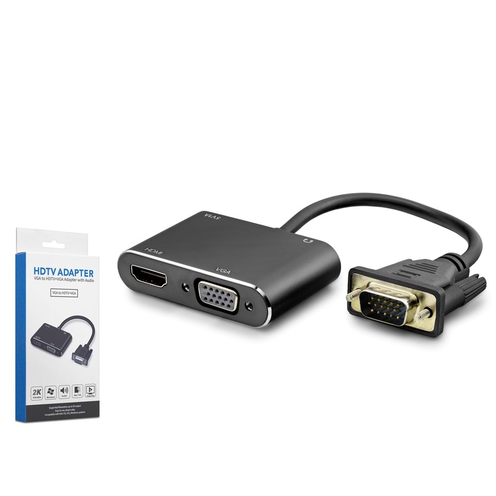 Hadron HDX7821 VGA – HDMI Görüntü Dönüştürücü 1080p 22 cm Siyah