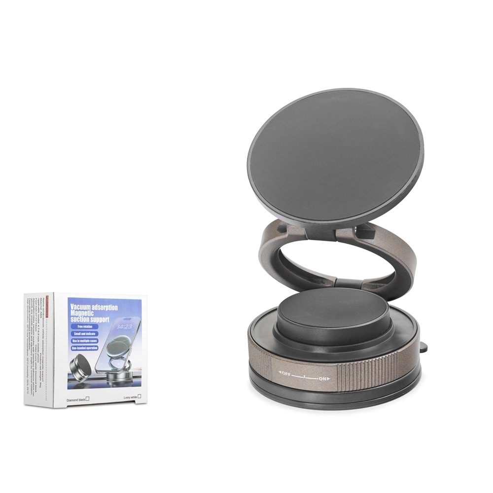 Hadron HDX8026 MagSafe Uyumlu Vantuzlu Telefon Tutucu ABS Plastik Siyah