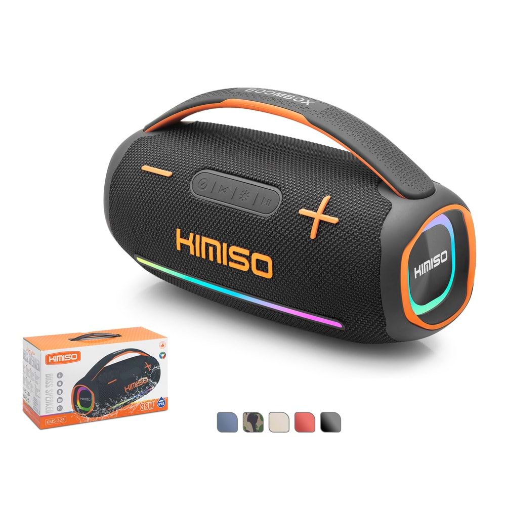 KIMISO KMS323 Mini Bluetooth Hoparlör FM RGB Ootdoor 25 x 10.6 x 14 cm