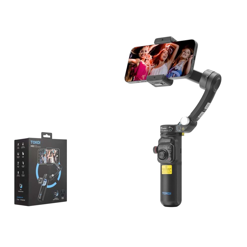 HADRON M02 3 Eksenli Gimbal Selfie Çubuğu AI Takipli Bluetooth Tripod Siyah