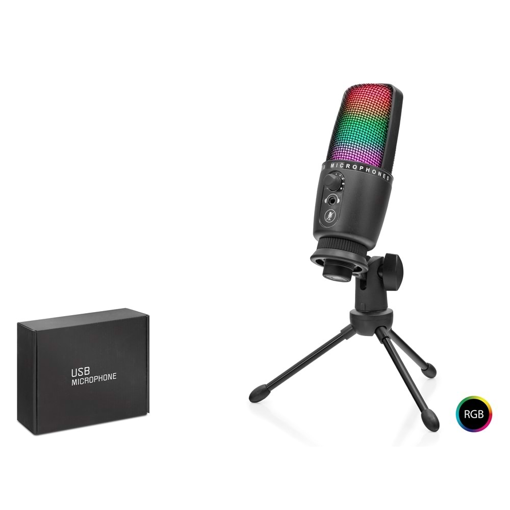 Hadron Me31 Dokunmatik Mute ve Gain Kontrollü RGB Işıklı Stüdyo Kalitesinde Yayıncı Mikrofonu Siyah