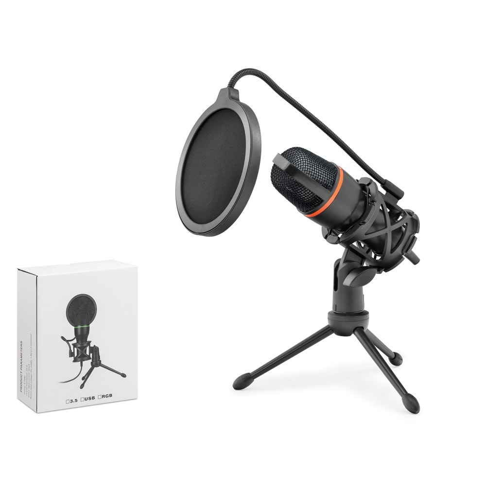 Hadron Me4Usb Profesyonel RGB Gaming Mikrofon - 48kHz/16Bit Çok Yönlü USB Mikrofon Siyah