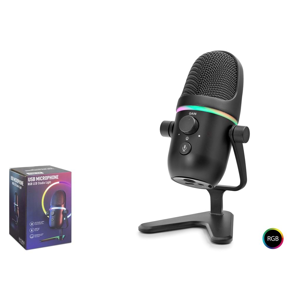 HADRON ME5 Profesyonel Çift Modlu Gaming RGB Mikrofon 192 kHz / 24 Bit Type-C - Siyah