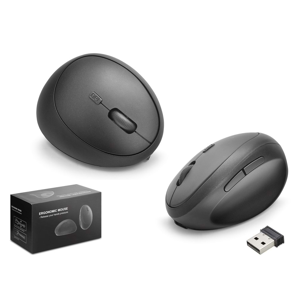 Nodar Nd1210 Ergonomik Dikey Mouse – Kablosuz & Kablolu – 3200 DPI, 6 Tuş, Bilek Dostu (Siyah)