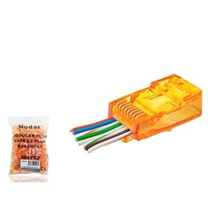 Nodar ND2413 Cat6 Konnektör Ezrj45 100Lü Paket Turuncu