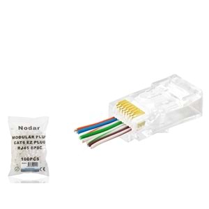 Nodar ND2415 Cat6 Konnektör Ezrj45 100Lü Paket Şeffaf