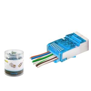 Nodar ND2420 Cat6E Konnektör Ezrj45 Metal 100Lü Plastik Kutu Mavi