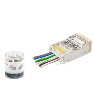 Nodar ND2423 Cat6E Konnektör Ezrj45 Metal 100Lü Plastik Kutu Şeffaf