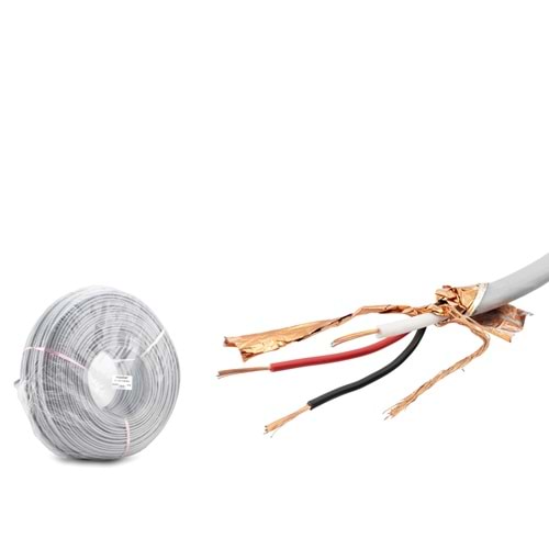NODAR ND2481 CCTV Kablo Mini Coax ECO CCA 2x0.50 mm 250 m Gri