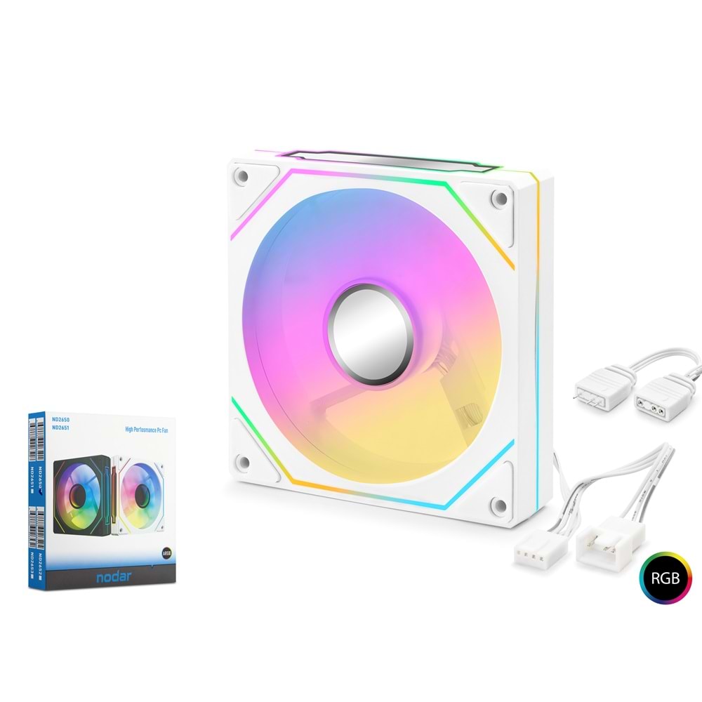 Nodar Nd2651 Kasa Fanı 4Pro İç ve Dış Parıltı Rgb 12Cm Beyaz