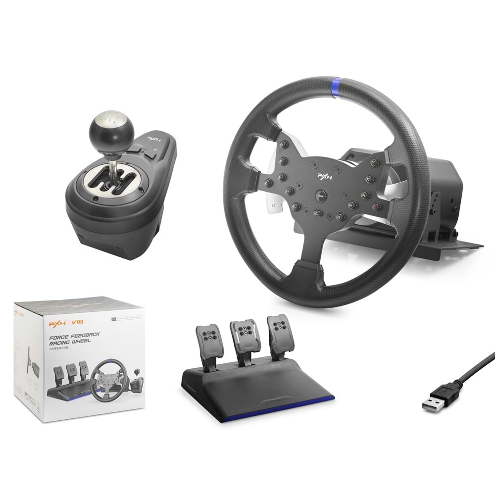 Nodar ND704 Pxn V99 Direksiyon Seti 3.2nm Çift Motorlu, Vites Kolu ve Pedallı – PS4/PC/Xbox