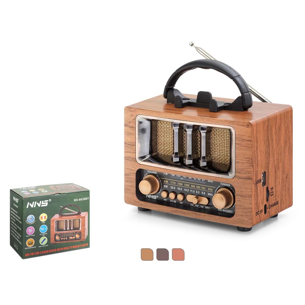 Nns Ns6638Bt Bluetooth Nostalji Speaker 167*95*138mm