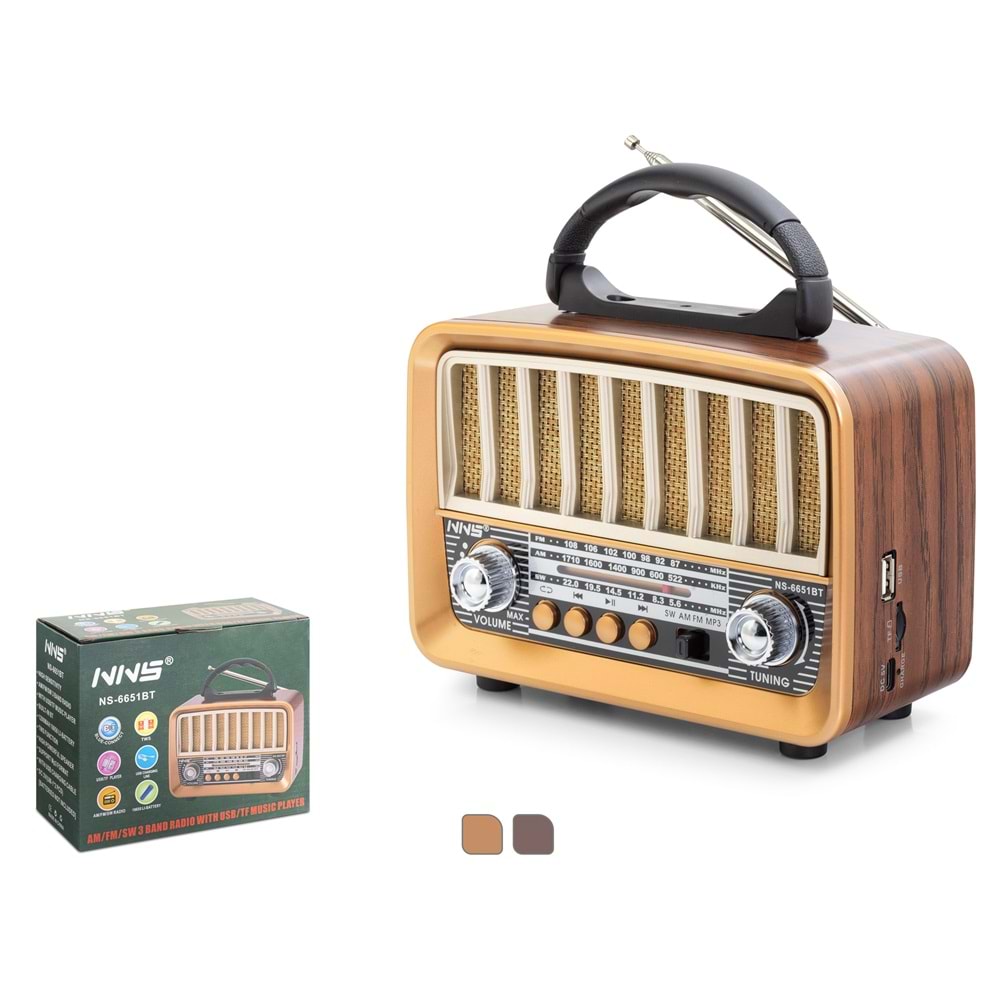 Nns Ns6651Bt Bluetooth Nostalji Speaker 180*84*138mm