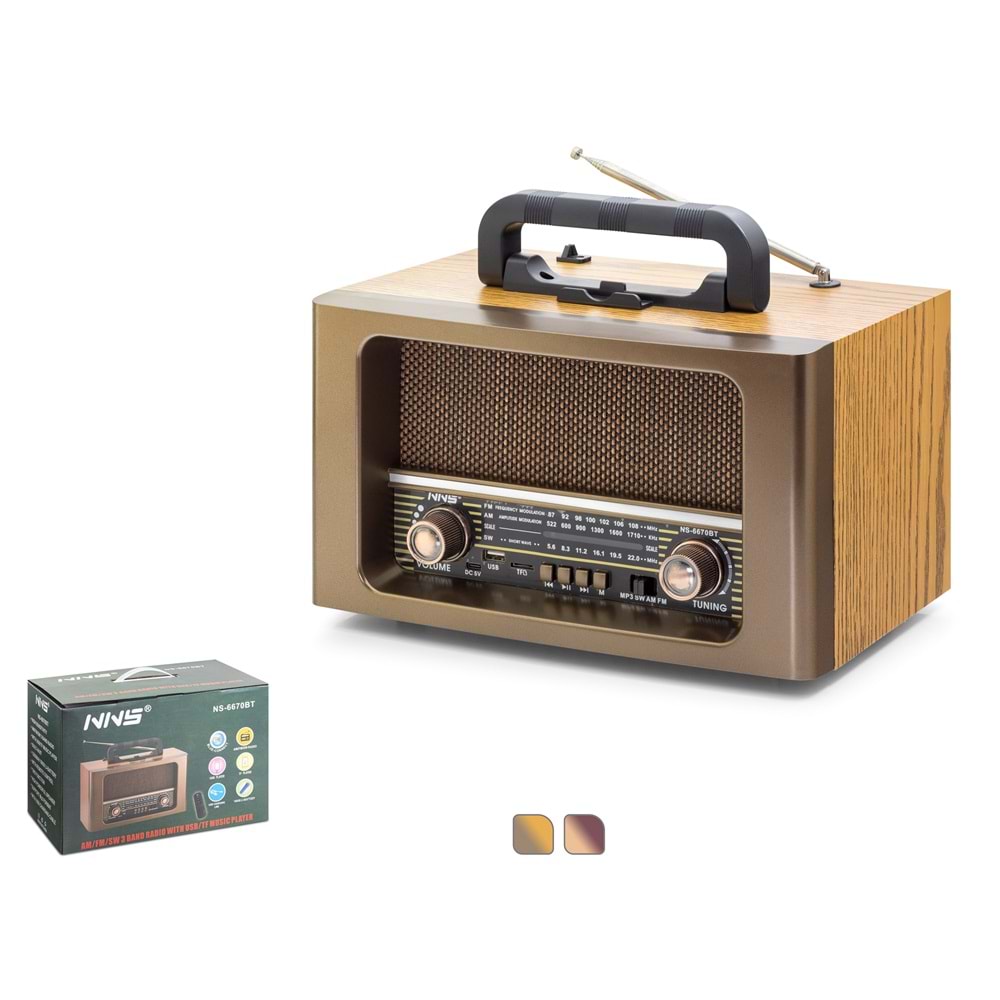 Nns Ns6670Bt Bluetooth Nostalji Speaker 310*177*199mm