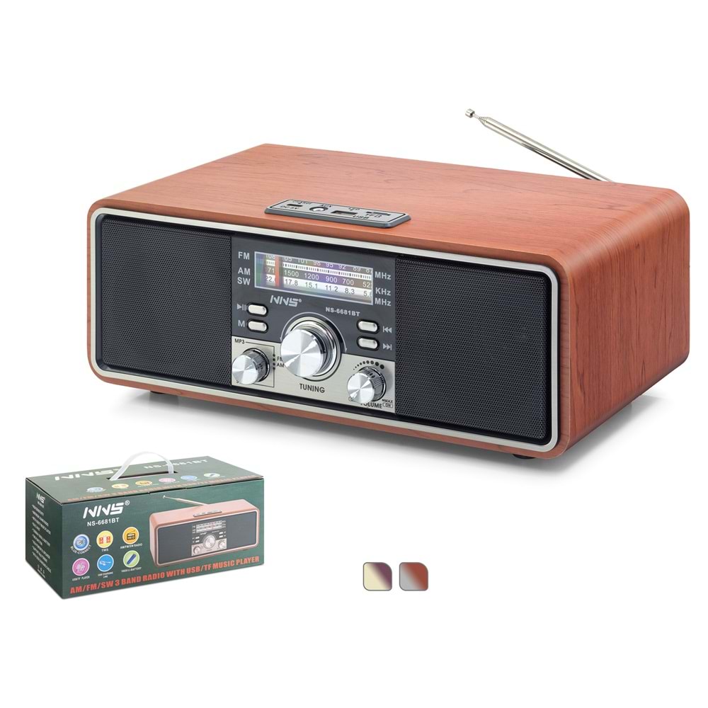 Nns Ns6681Bt Bluetooth Nostalji Speaker 300*158*119mm