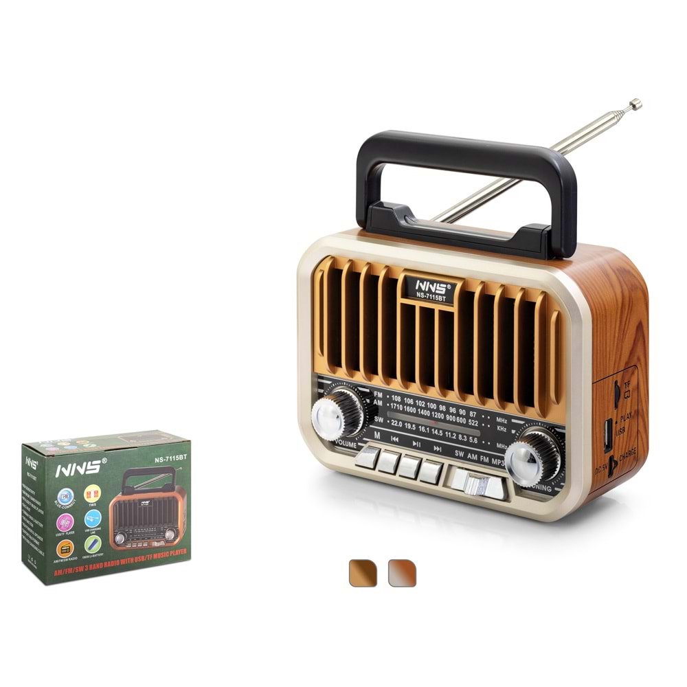 Nns Ns7115Bt Bluetooth Nostalji Speaker 165*69*119mm