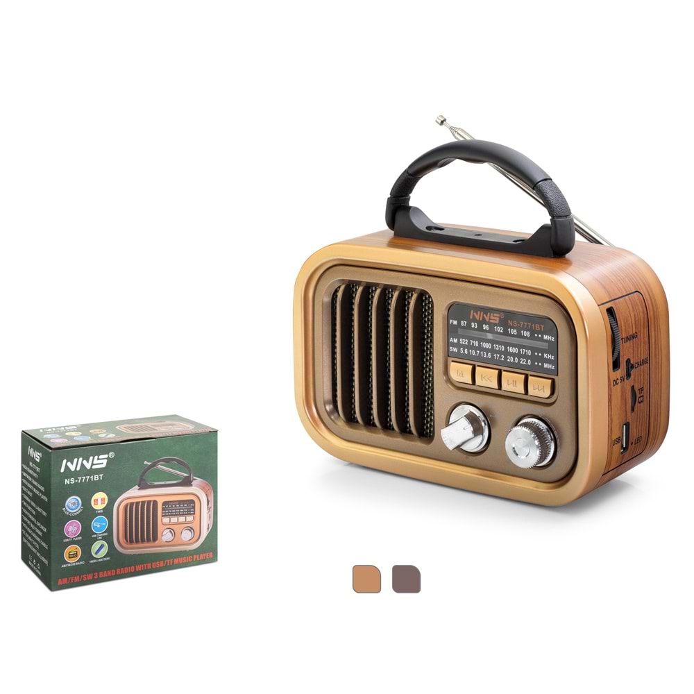 Nns Ns7771Bt Bluetooth Nostalji Speaker 184*89*134mm