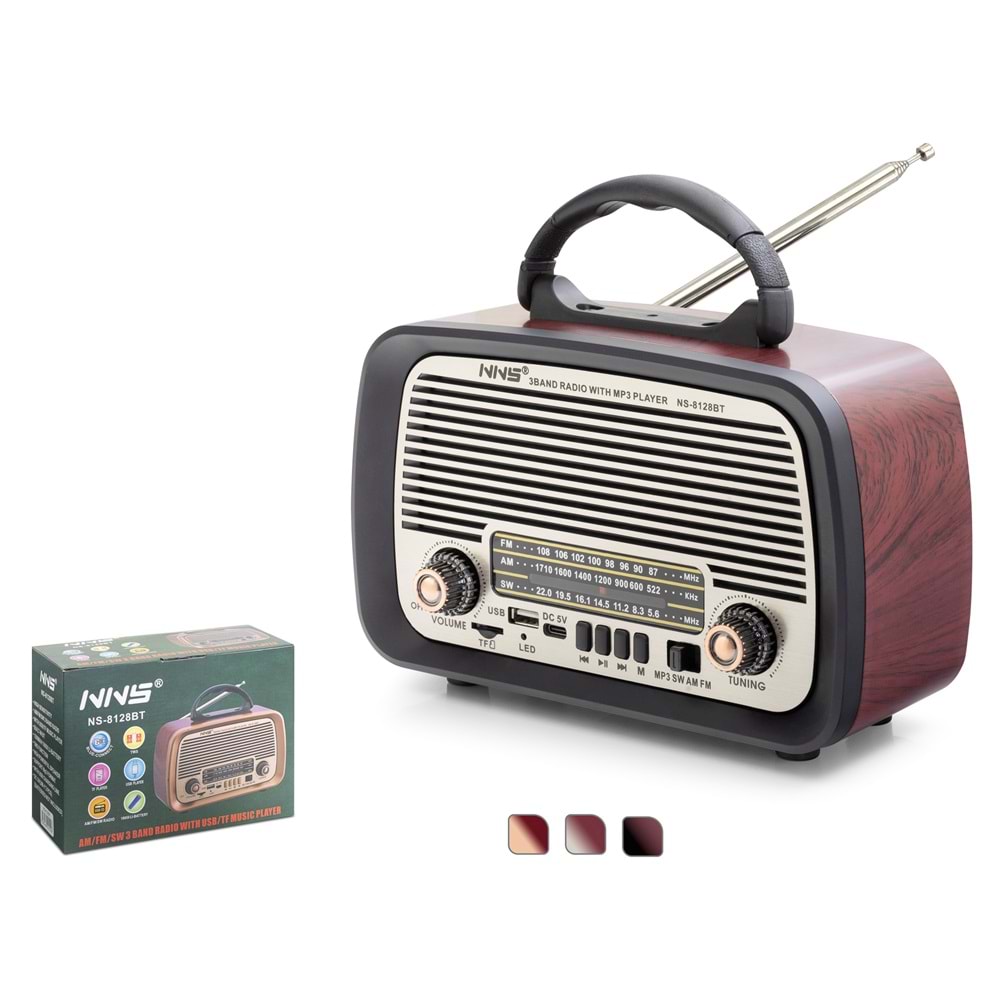 Nns Ns8128Bt Bluetooth Nostalji Speaker 200*102*145Mm