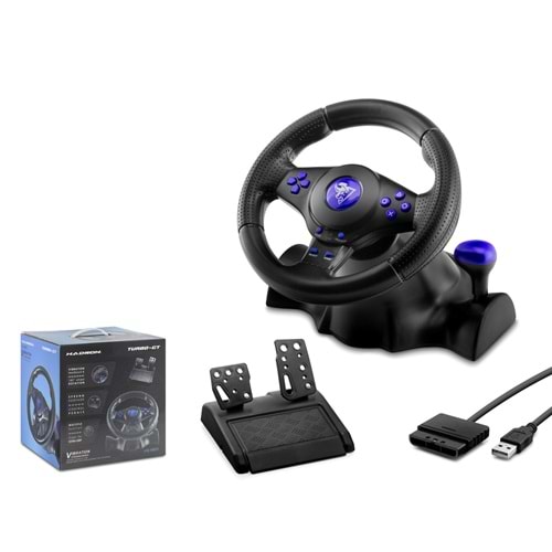 HADRON VW9803 Oyuncu Direksiyon Seti 180° 3In1 Ps3/Ps2/Pc Siyah