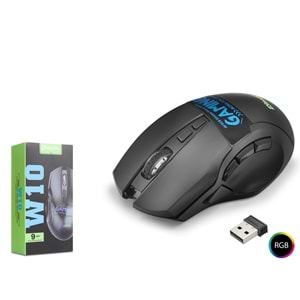 MKESPN W10 Dual Mode Kablosuz Gaming Mouse 2400 DPI 9 Tuş 500Hz RGB - Siyah