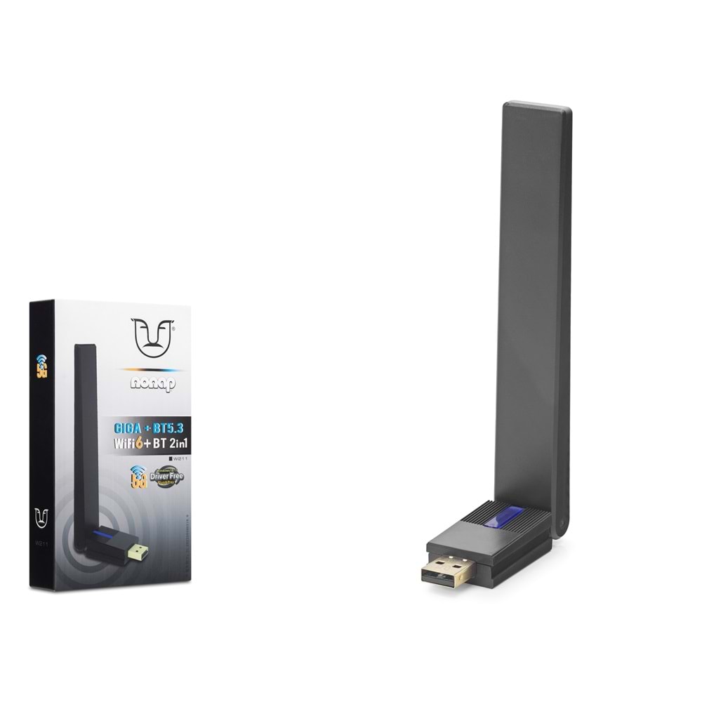 NONAP W211 USB WiFi Adaptör WiFi 6 Bluetooth 5.3 - Siyah