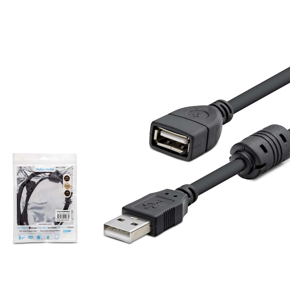 HADRON HDX7533 USB (M) TO USB (F) UZATMA KABLO 1.5M SİYAH